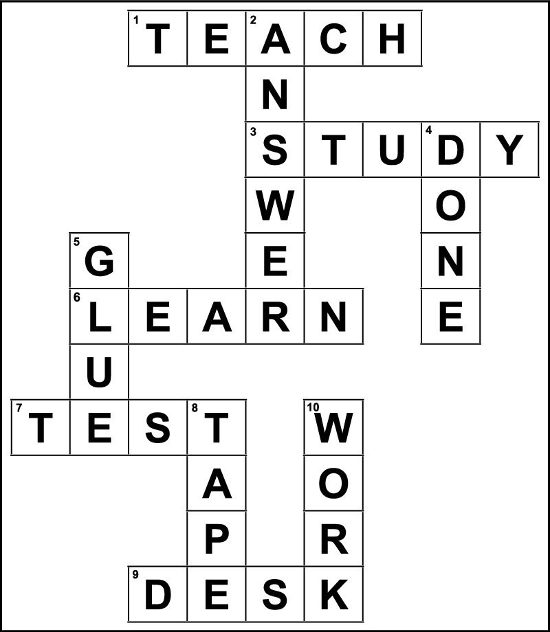 Back To School Crossword Puzzles Tree Valley Academy