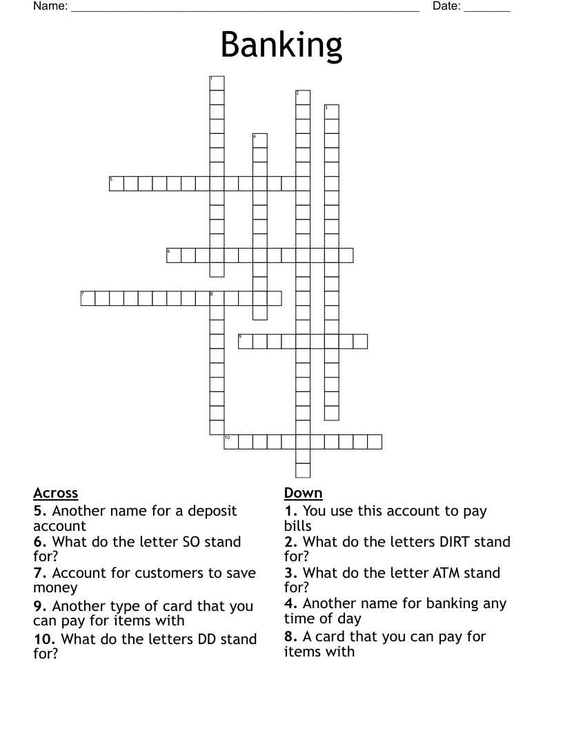 Banking Crossword WordMint