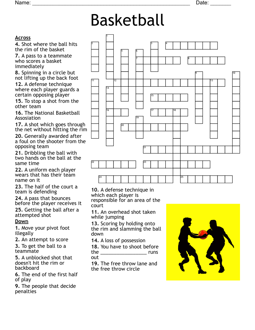 Basketball Basics Crossword WordMint