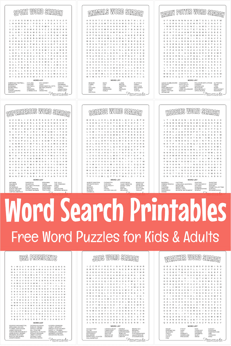 Crossword Search Puzzles Printable Free