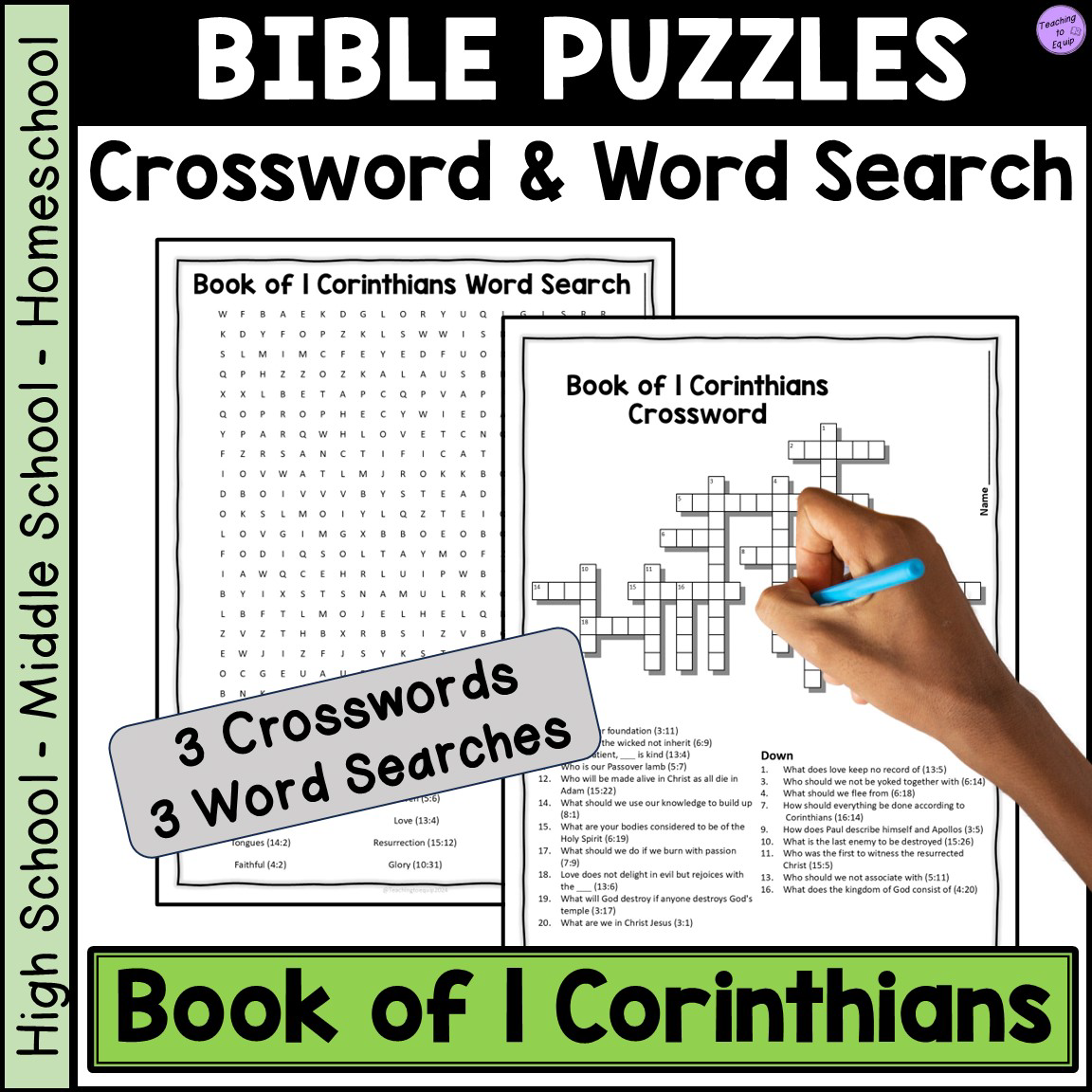 Bible Book Of 1 Corinthians Crossword U0026 Word Search Puzzle Activities Made By Teachers