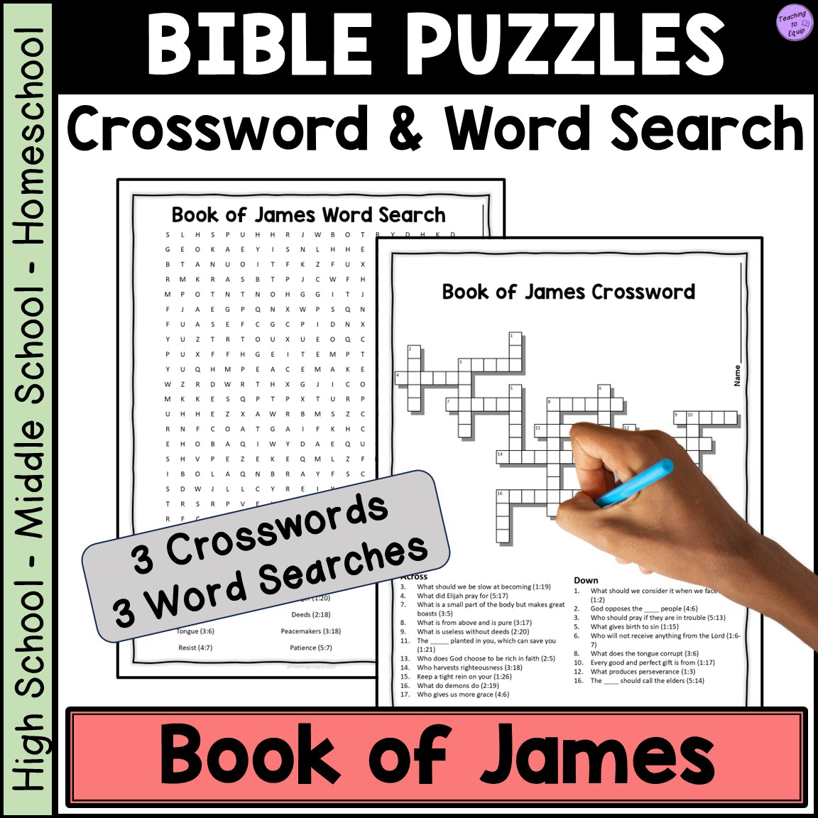 Bible Book Of James Crossword U0026 Word Search Puzzle Activities Made By Teachers