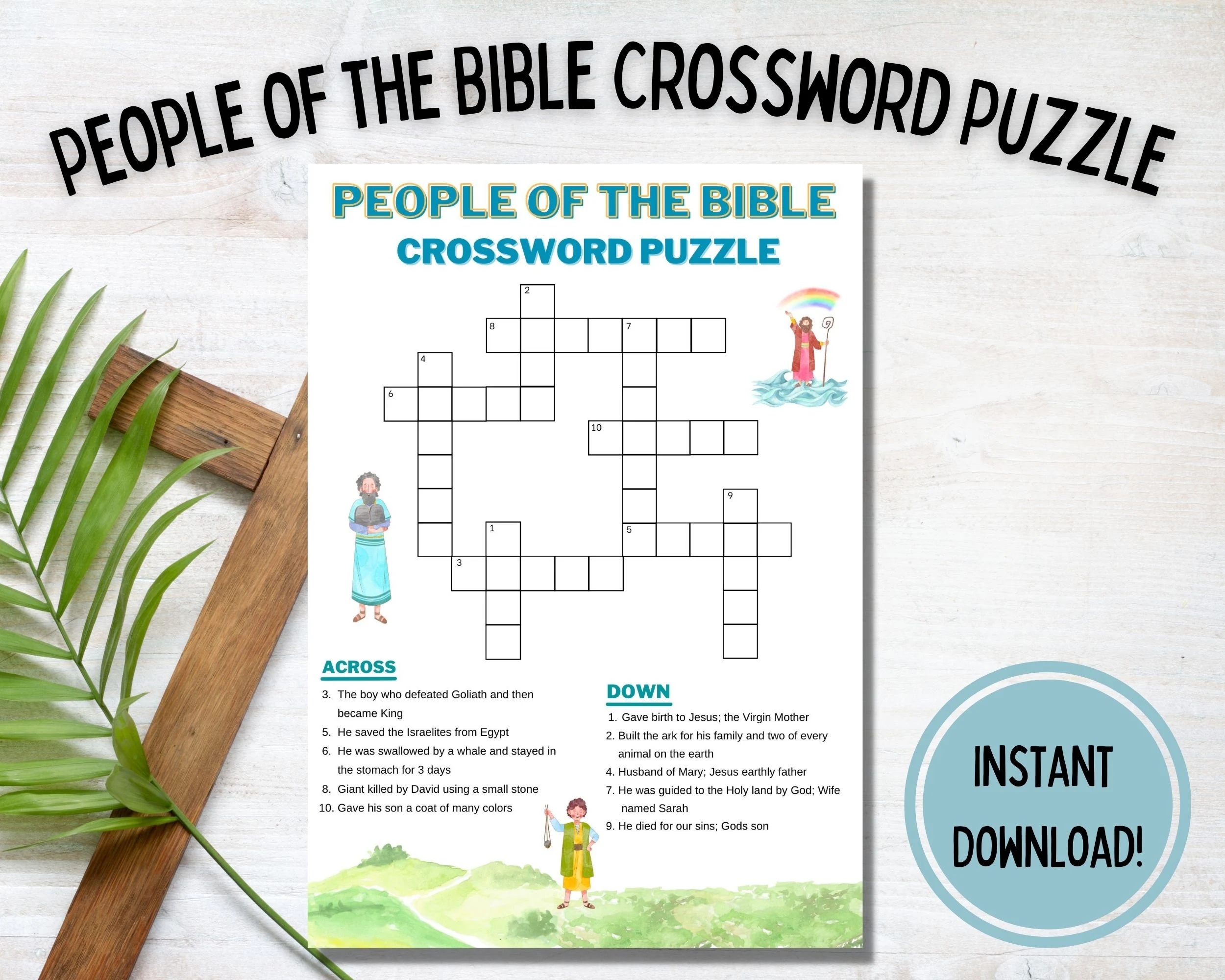 Bible Character Crossword Puzzle People Of The Bible Word Game Children Bible Games Kids Faith Word Game Church Bible Games Etsy