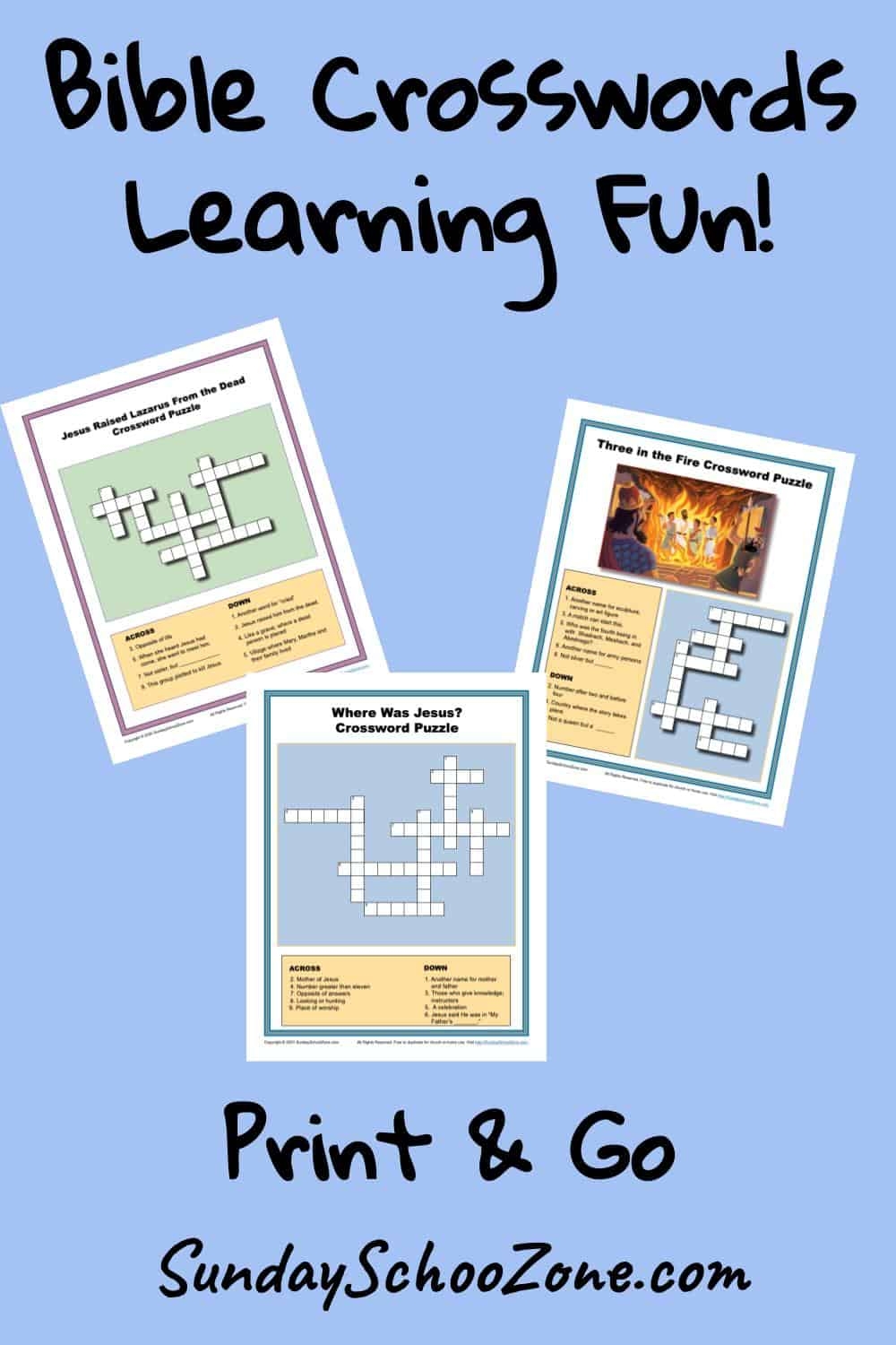 Bible Crossword Puzzles Bible Lesson Activities For Children