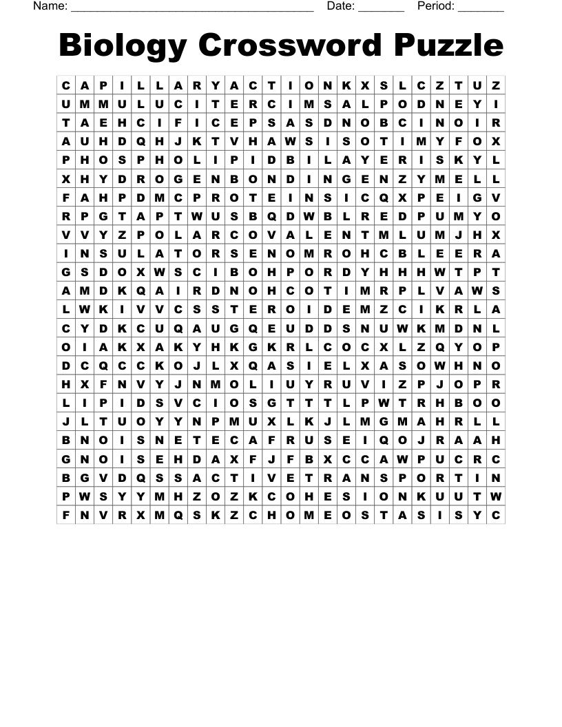 Biology Crossword Puzzle Word Search WordMint