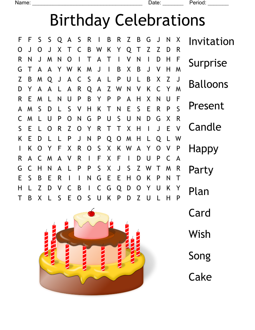 Birthday Crozzle Crossword WordMint