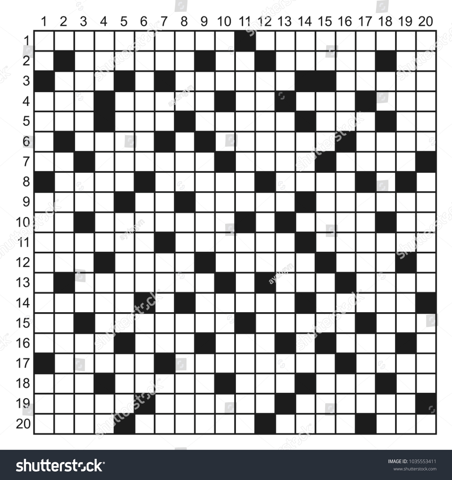 Blank Crossword Template Grid Vector Graphic Stock Vector Royalty Free 1035553411 Shutterstock