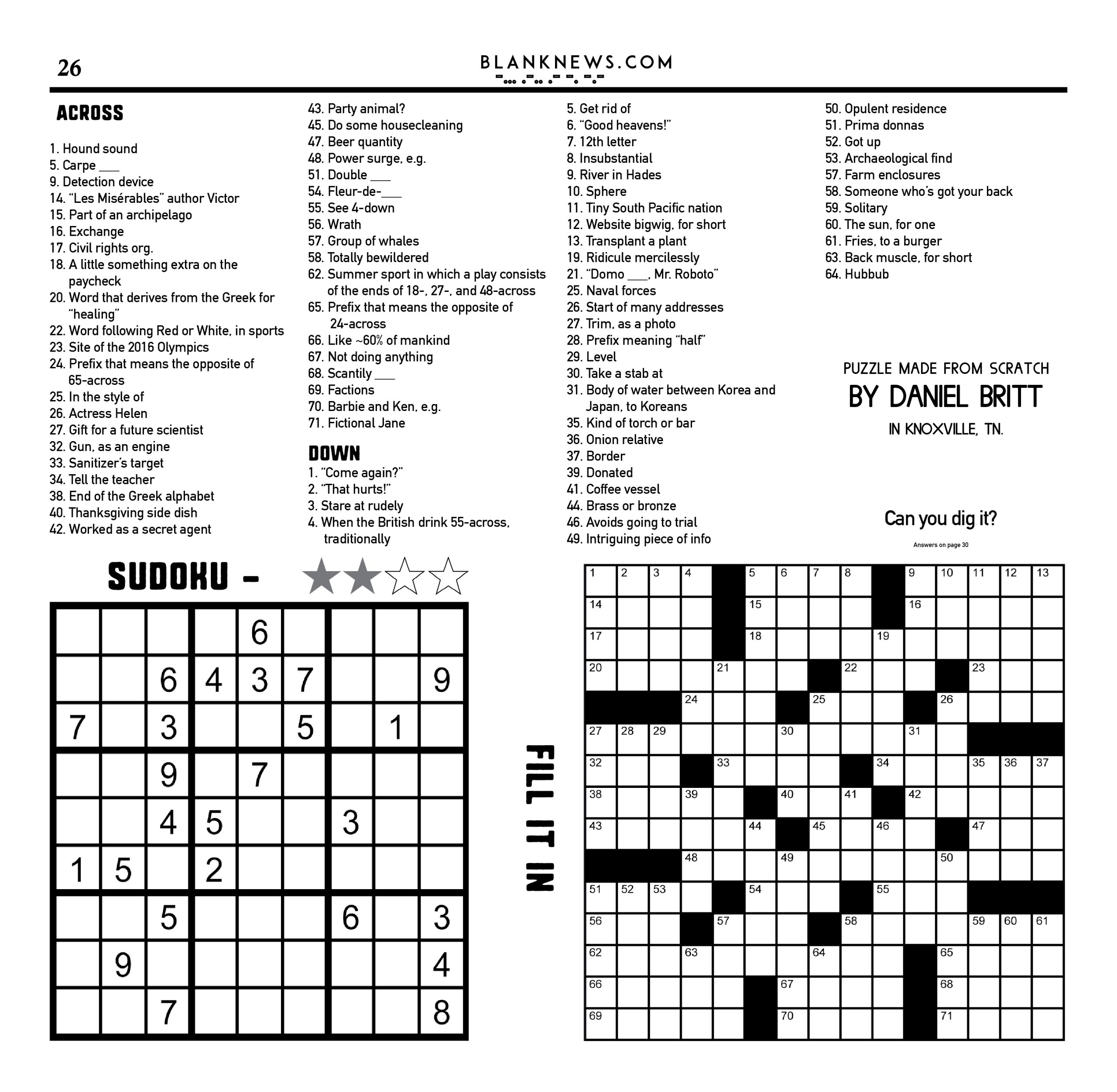 Blank s July 2023 Sudoku And Crossword Puzzles Can You Dig It 