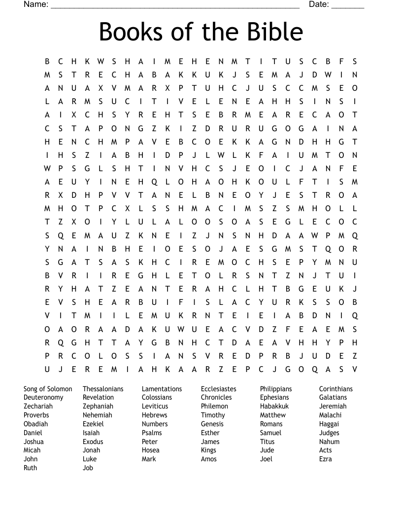 Books Of The Bible Word Search WordMint