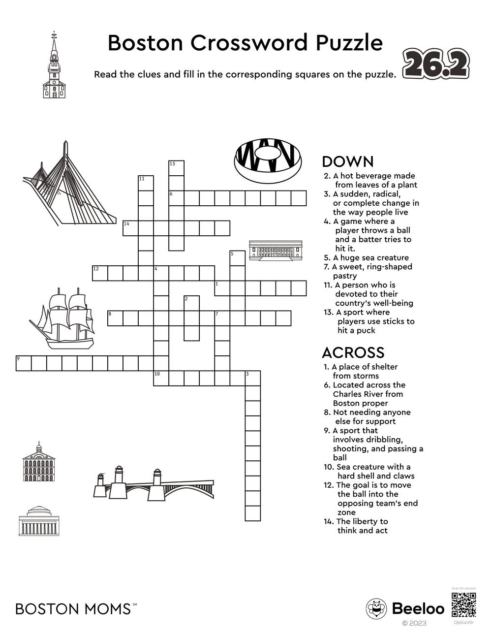 Boston Crossword Puzzle Beeloo Printable Crafts And Activities For Kids