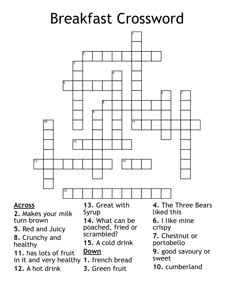 Breakfast Crossword WordMint