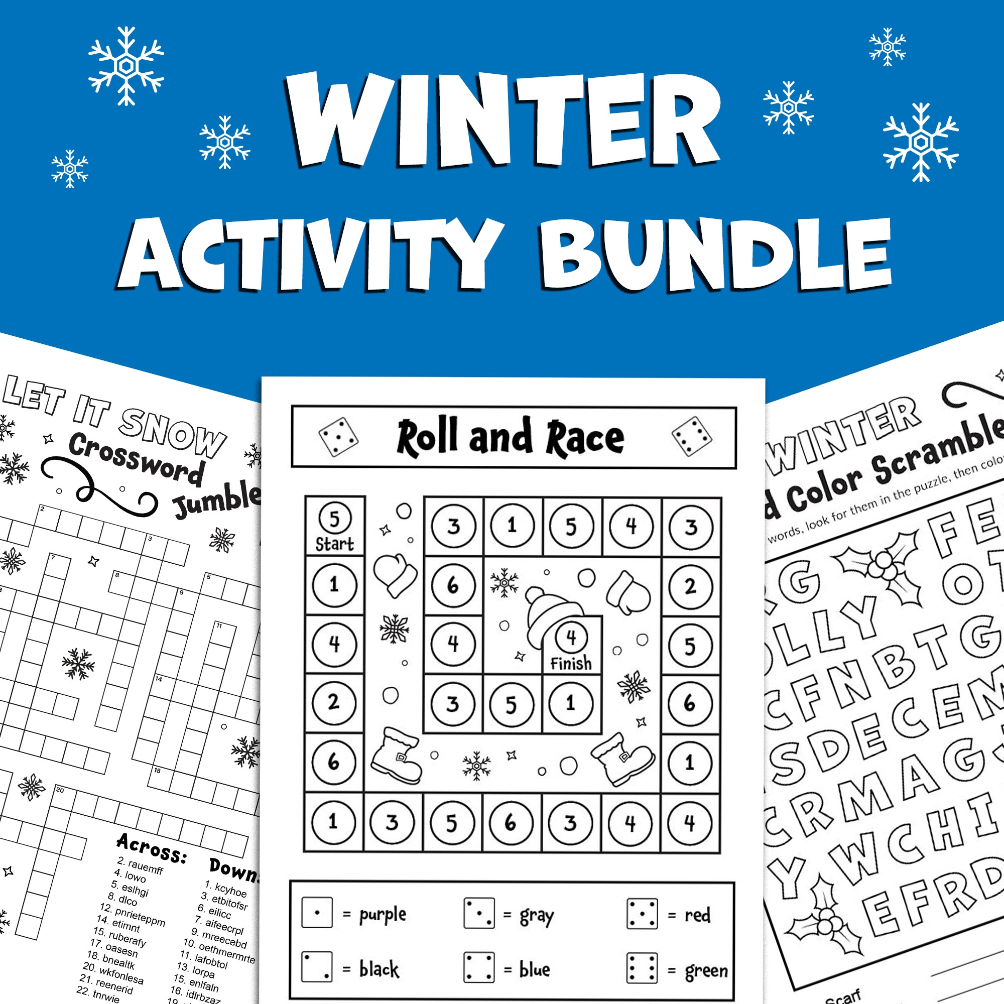BUNDLE Winter Word Games Word Search Word Scramble 