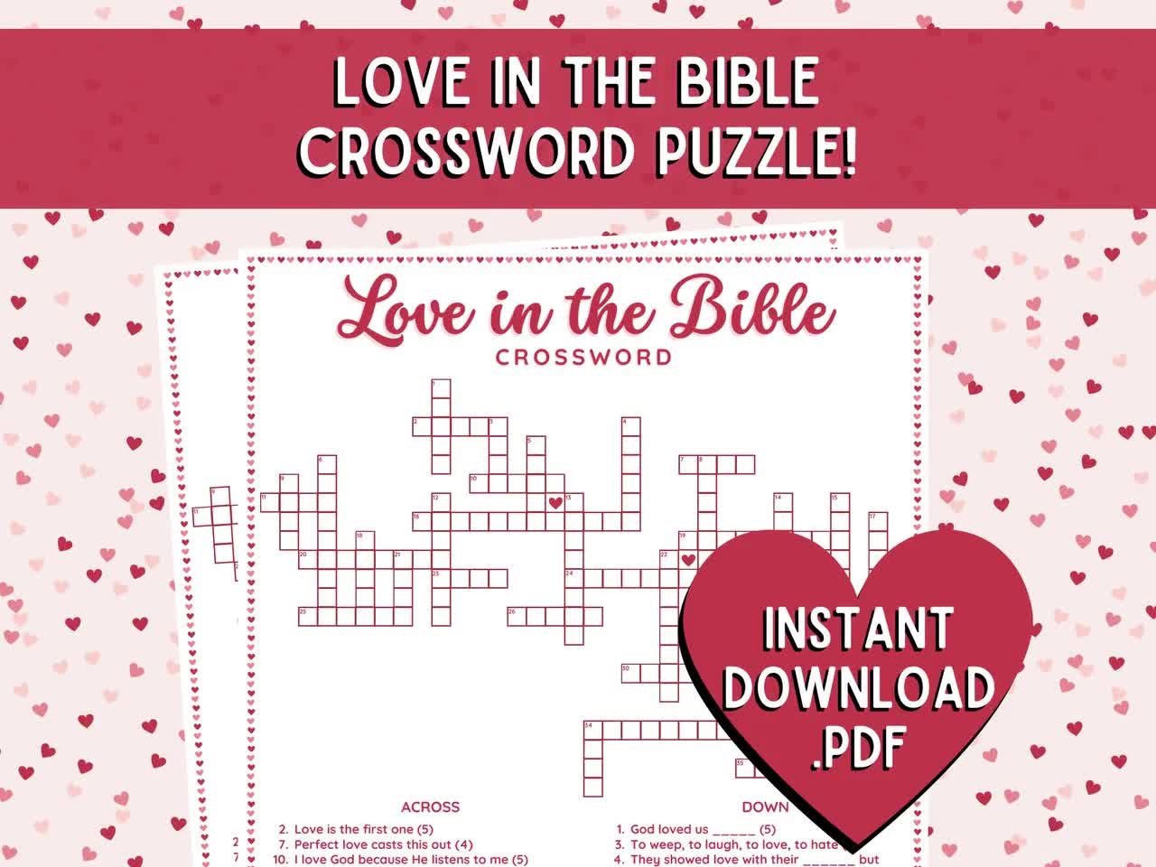 Buy Bible Valentine Crossword Puzzle Love Crossword Puzzle Marriage Bible Game Valentine Bible Party Game Bible Games For Kids Adults Online In India Etsy