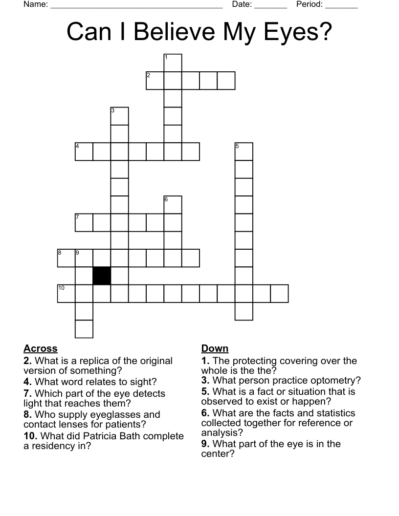 Can I Believe My Eyes Crossword WordMint