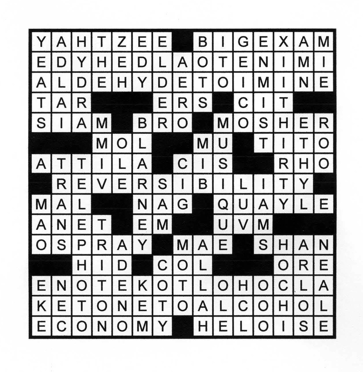 Chemistry Crossword Puzzle