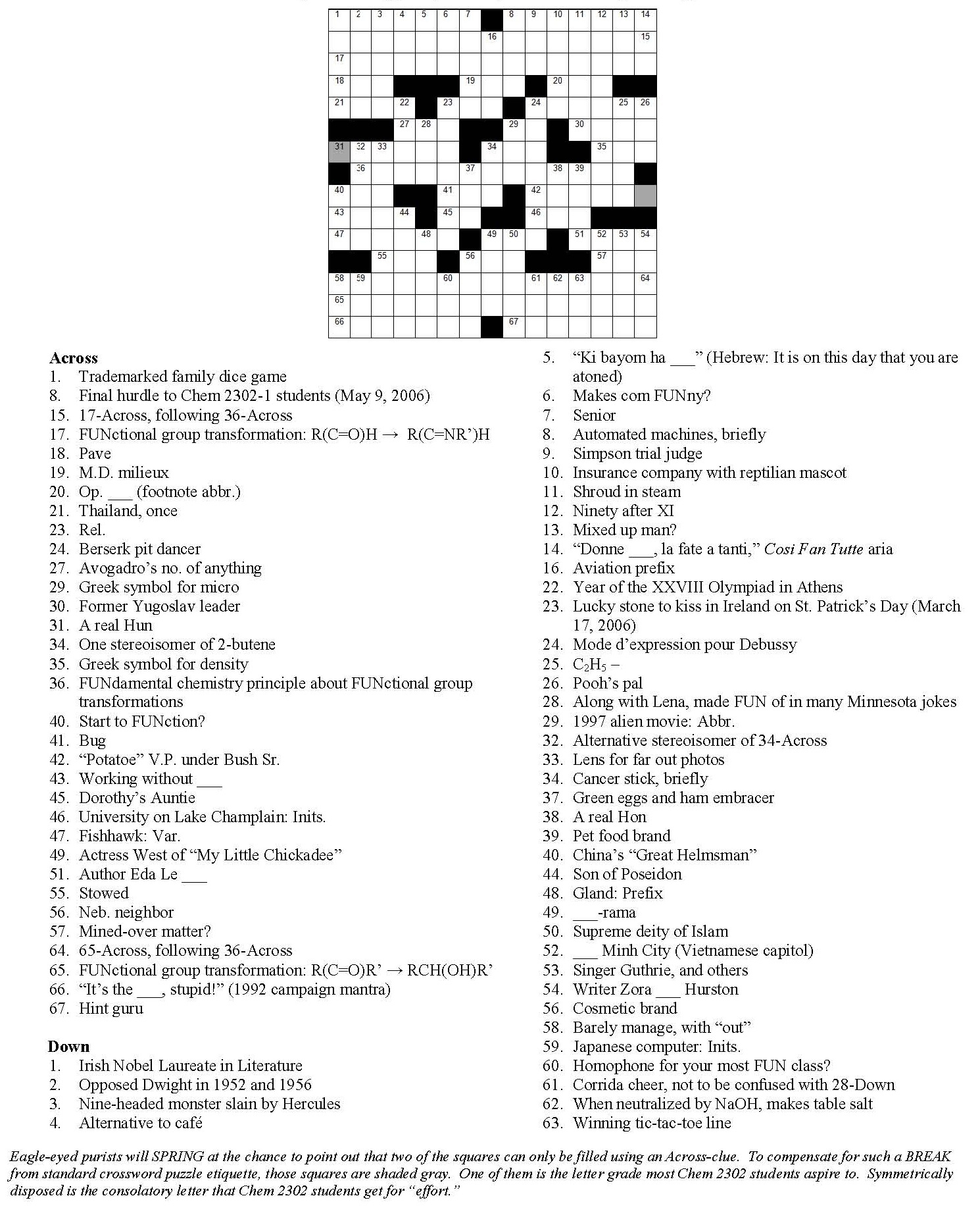 Chemistry Crossword Puzzles Pdf