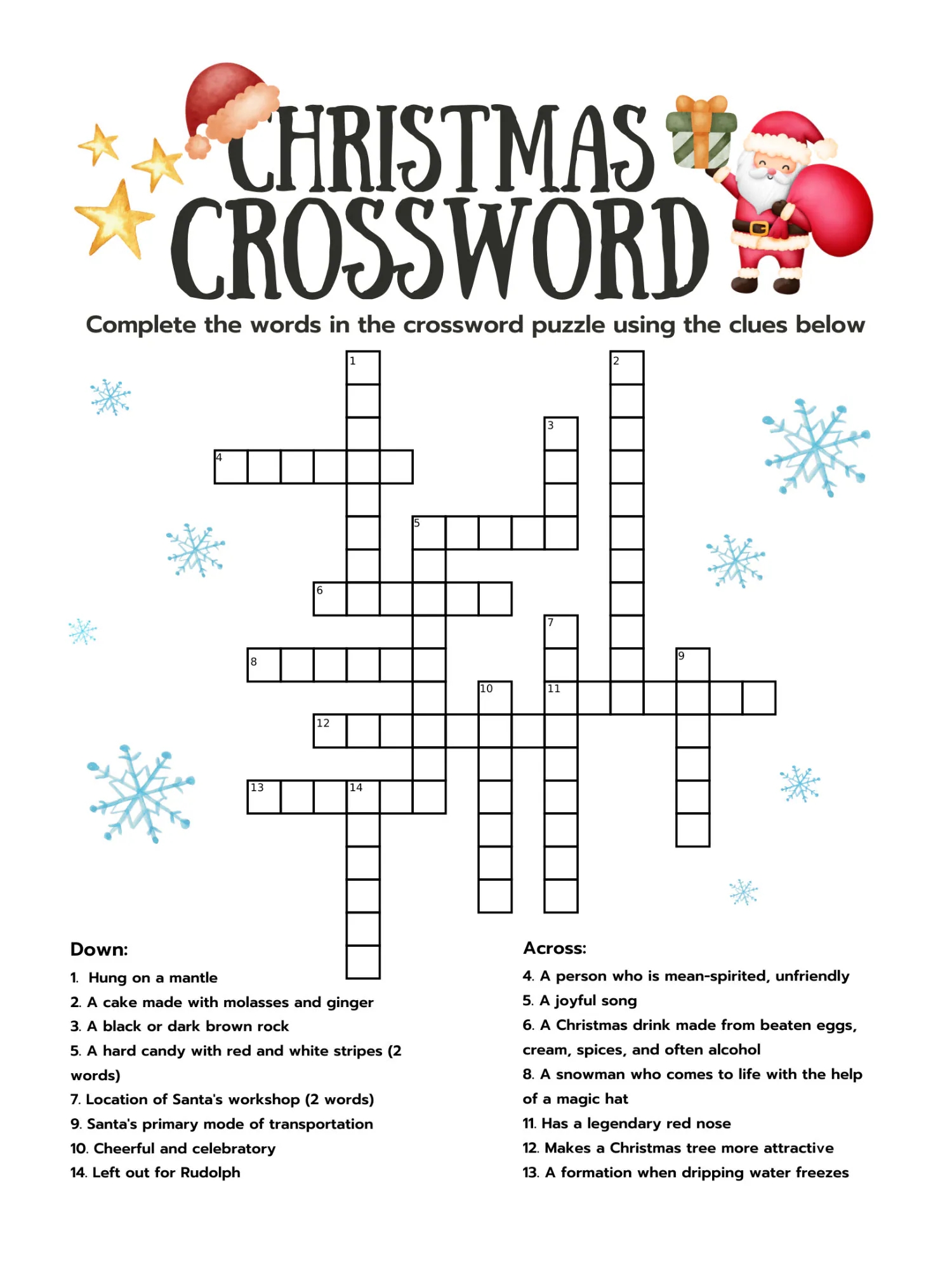 Crosswords Christmas Printable