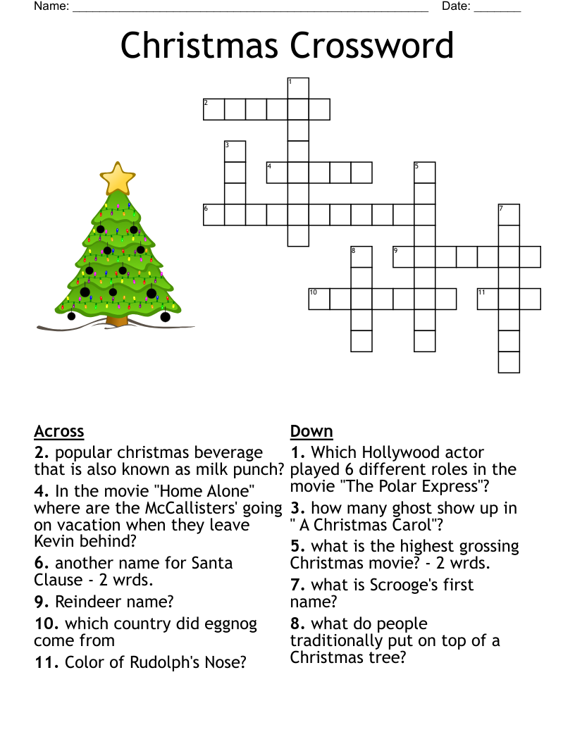 Christmas Crossword hard WordMint