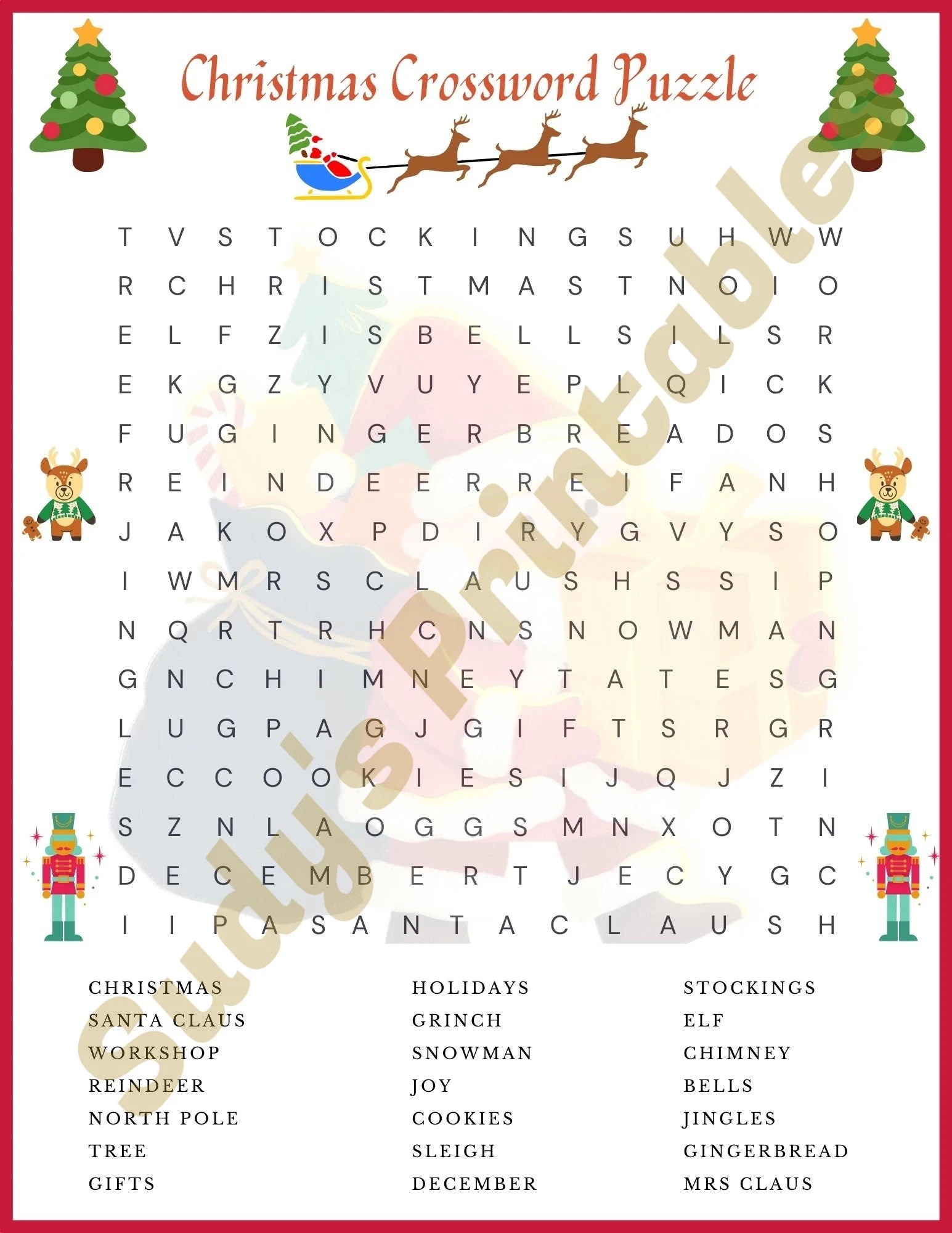 Crossword Puzzles Printable Christmas