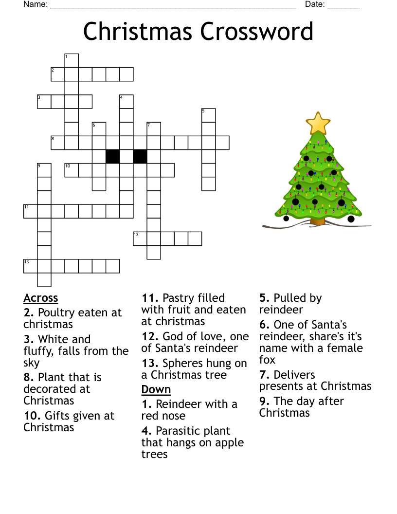 Christmas Crossword Puzzle WordMint