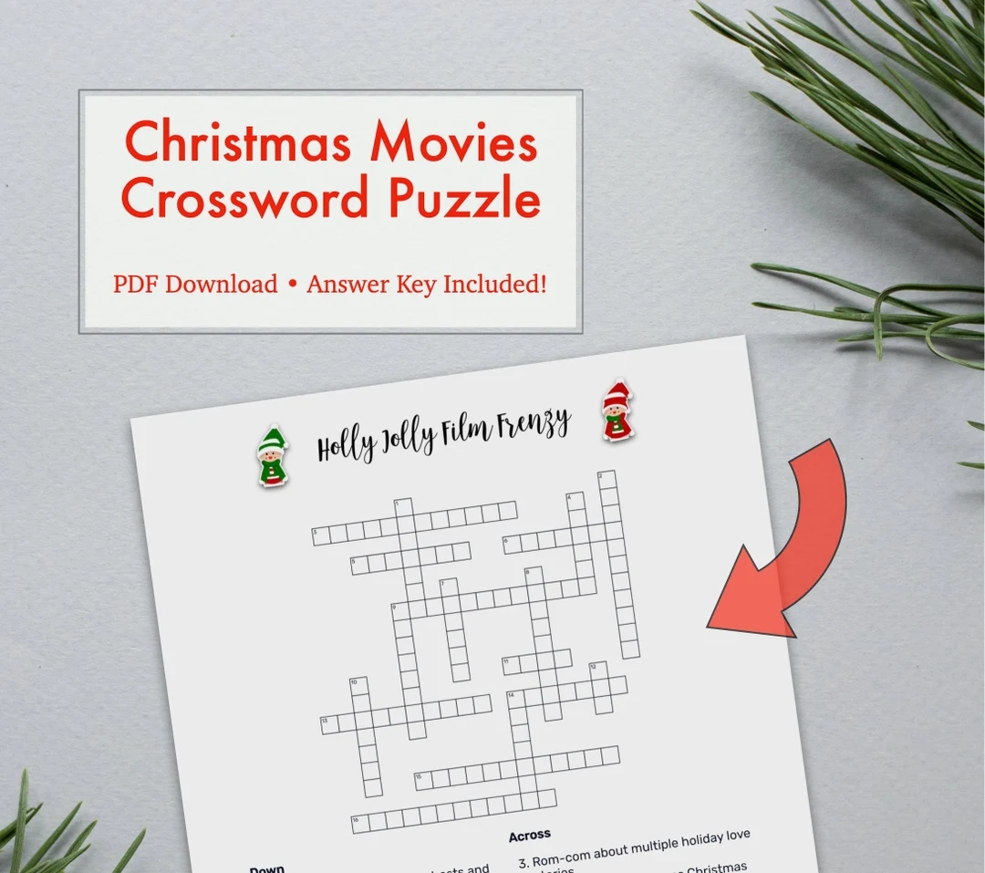 Christmas Movie Crossword Puzzle Instant Printable PDF Download 