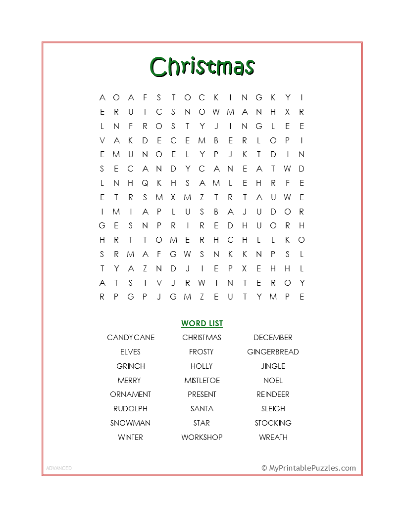 Christmas My Printable Puzzles