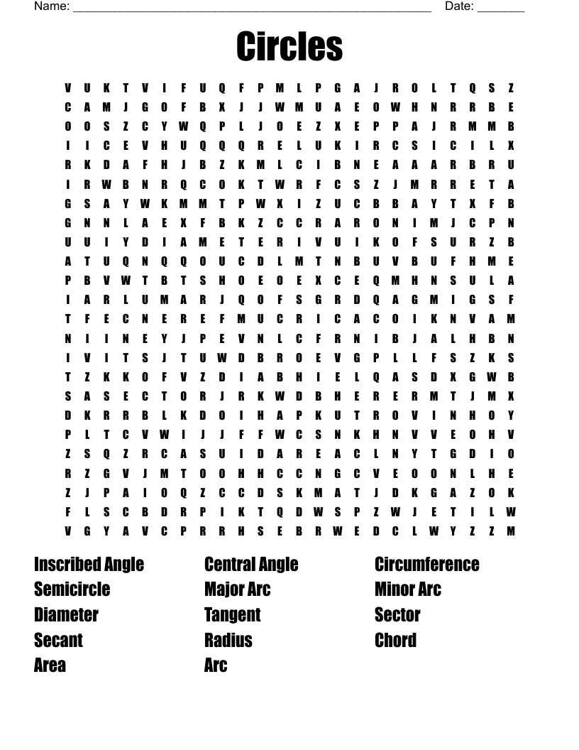 Circles Word Search WordMint