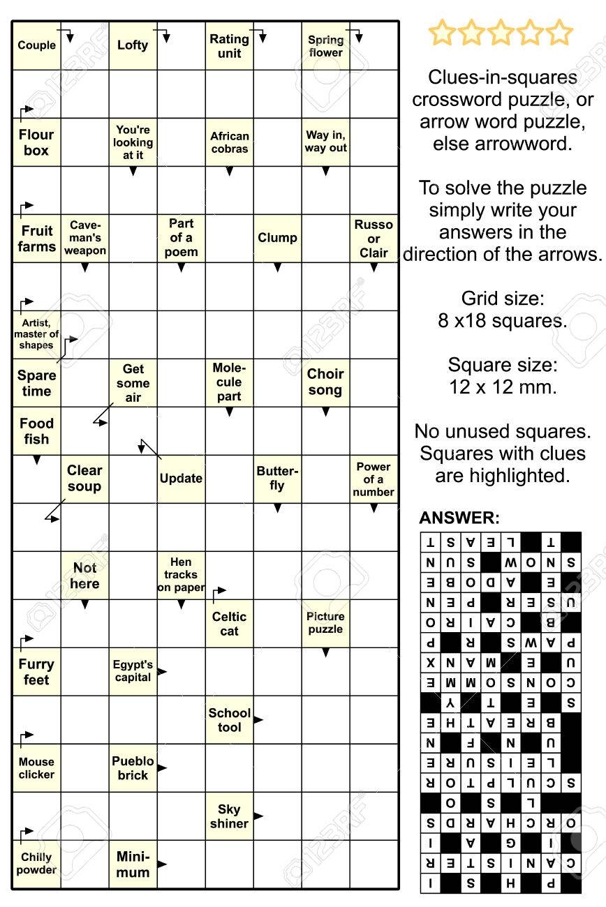 Clues in squares Crossword Puzzle Or Arrow Word Puzzle Else Arrowword Real Size Answer Included Royalty Free SVG Cliparts Vectors And Stock Illustration Image 38861718 