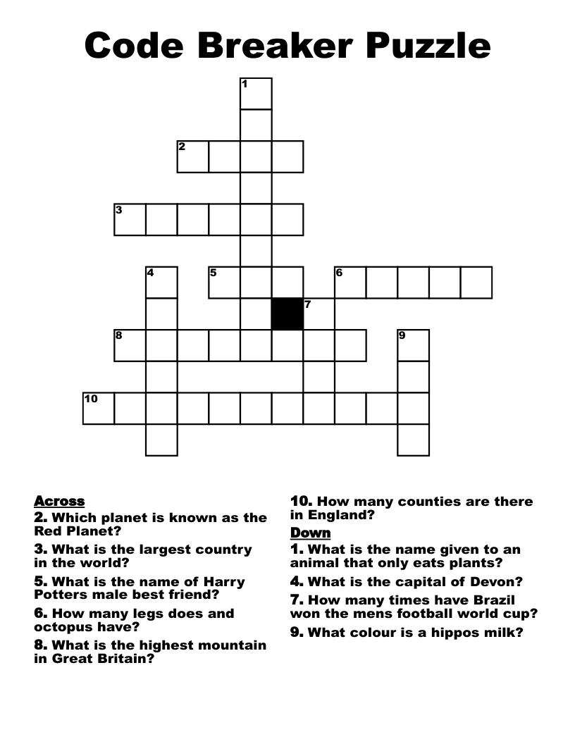 Code Breaker Puzzle Crossword WordMint