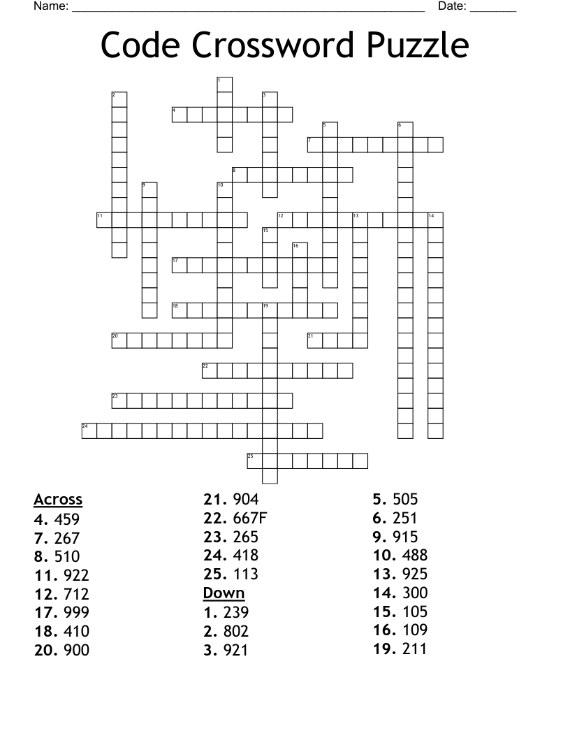 Code Crossword Puzzle WordMint