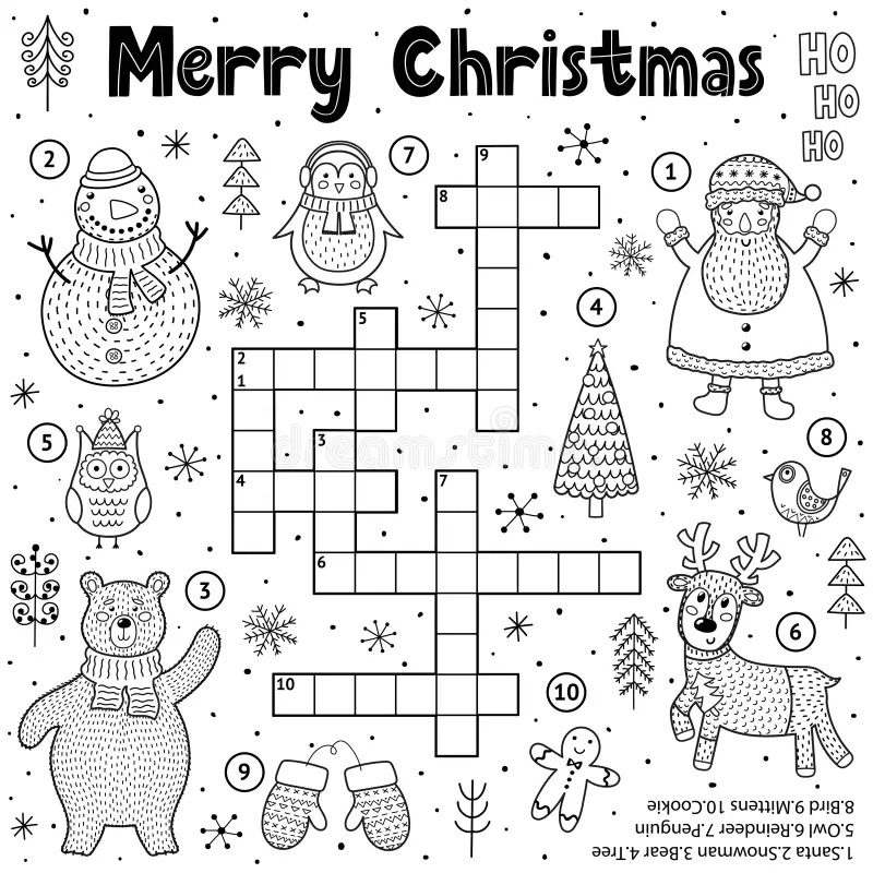 Coloring Book Crossword Puzzle Winter Stock Illustrations 10 