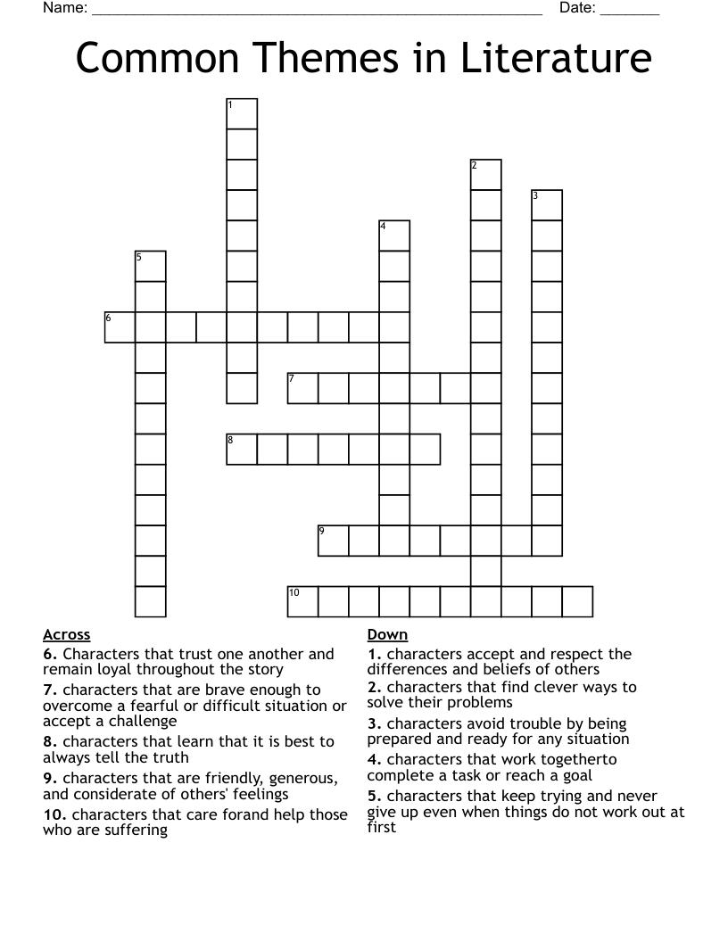 Common Themes In Literature Crossword WordMint