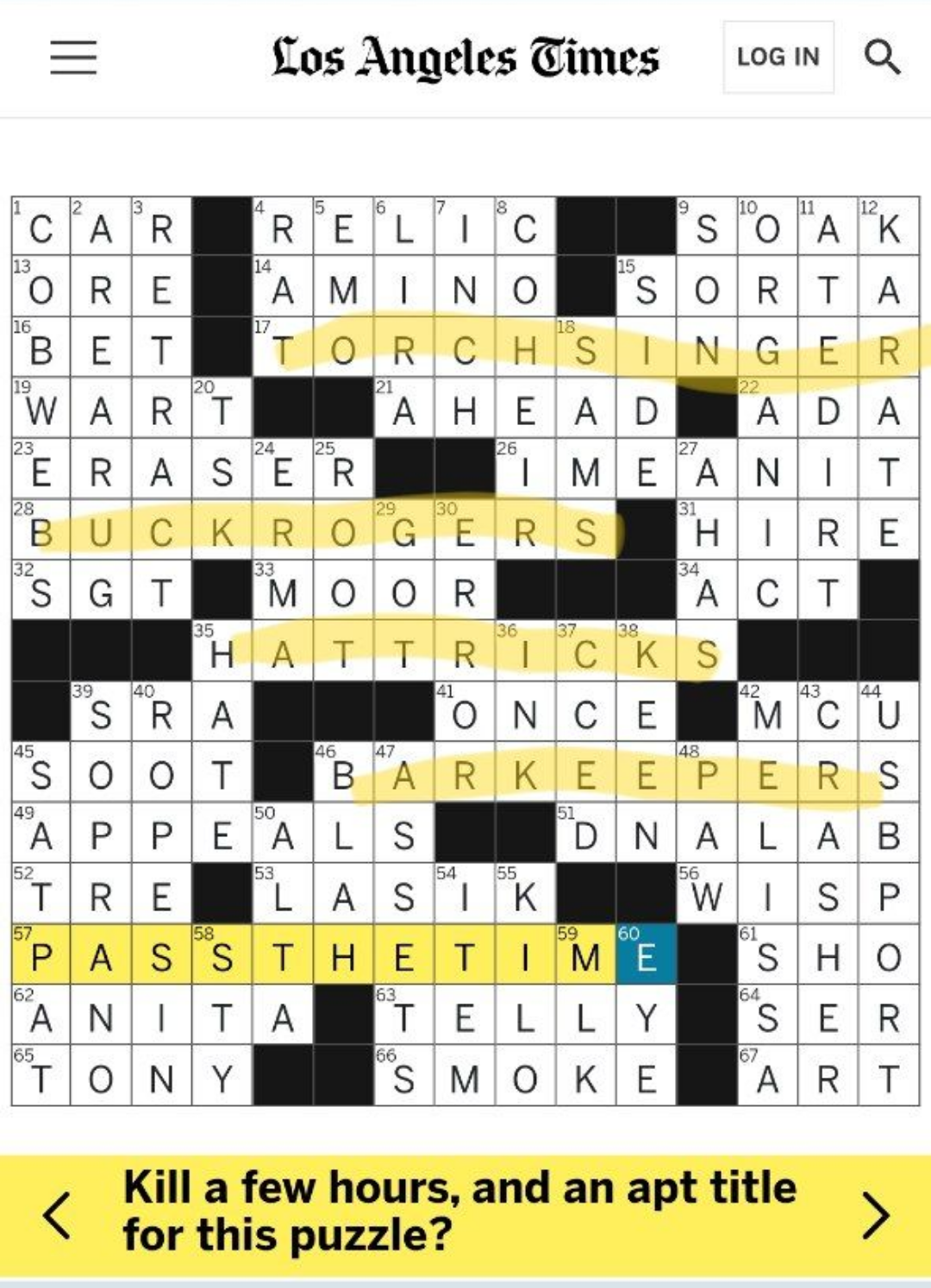 Could Someone Explain The Theme For This One LA Times July 23 R Crossword