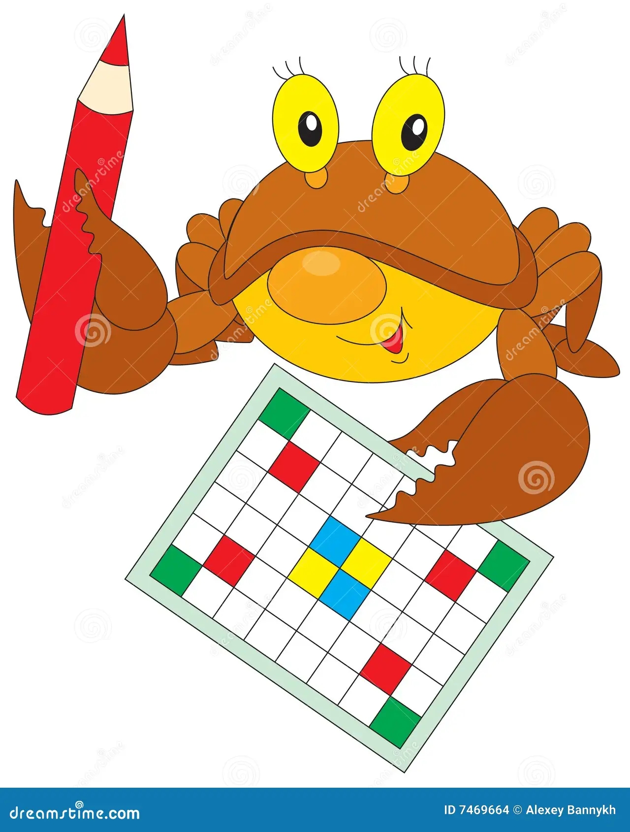 Crab Solve A Crossword Puzzle Stock Vector Illustration Of Smile 