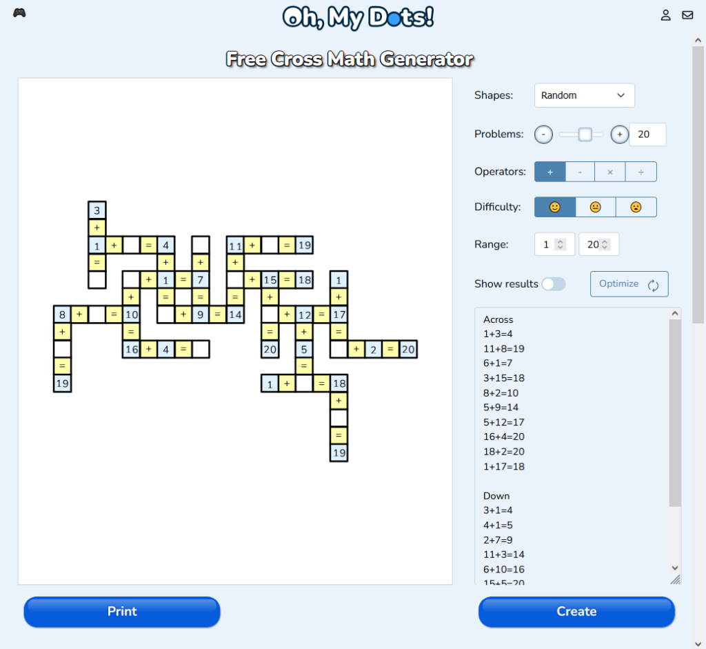 Math Crossword Puzzles Free Online