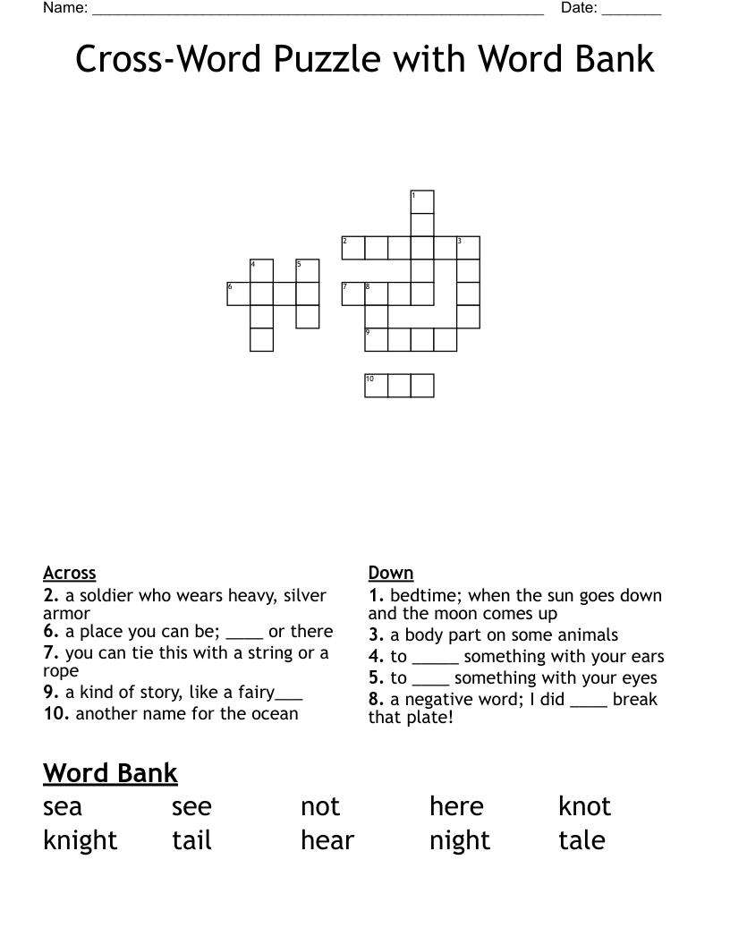 Crossword Puzzles With Words