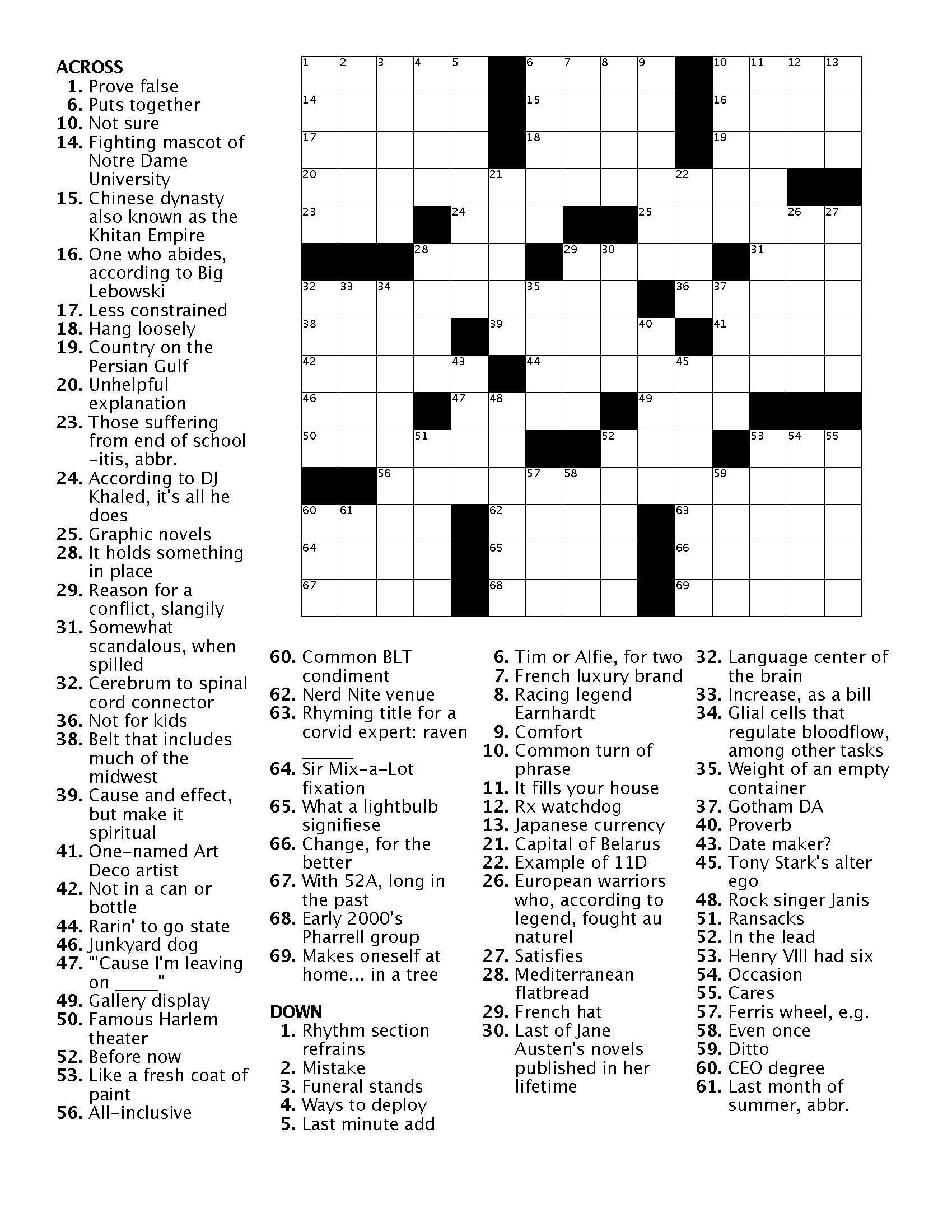 Crossword 11 Ann Arbor District Library