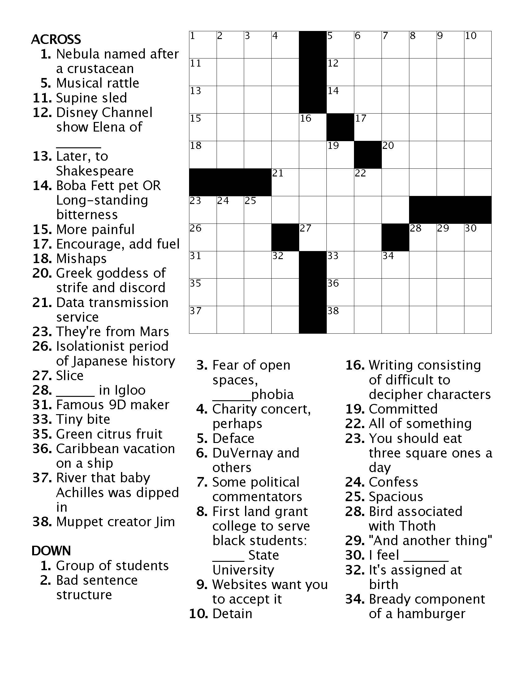 Movies Crossword Puzzles Printable