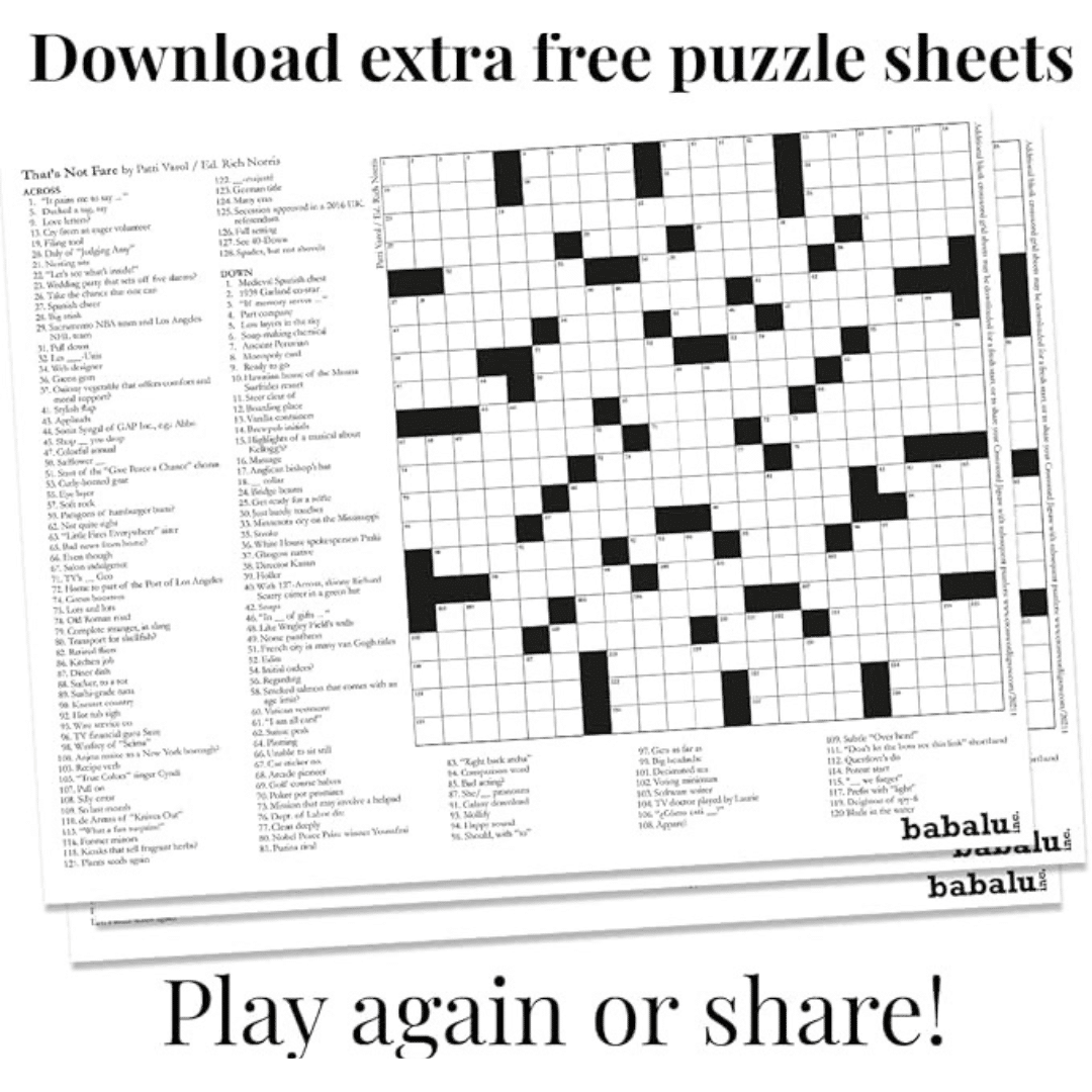 Crossword Jigsaw Music From Great Movies Tin Lizzies