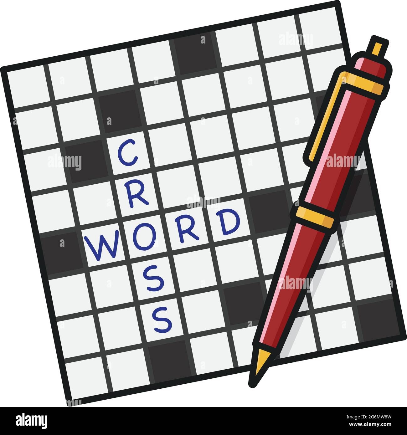 Crossword Puzzle And Ball point Pen Isolated Vector Illustration For Crossword Puzzle Day On December 21 Stock Vector Image U0026 Art Alamy