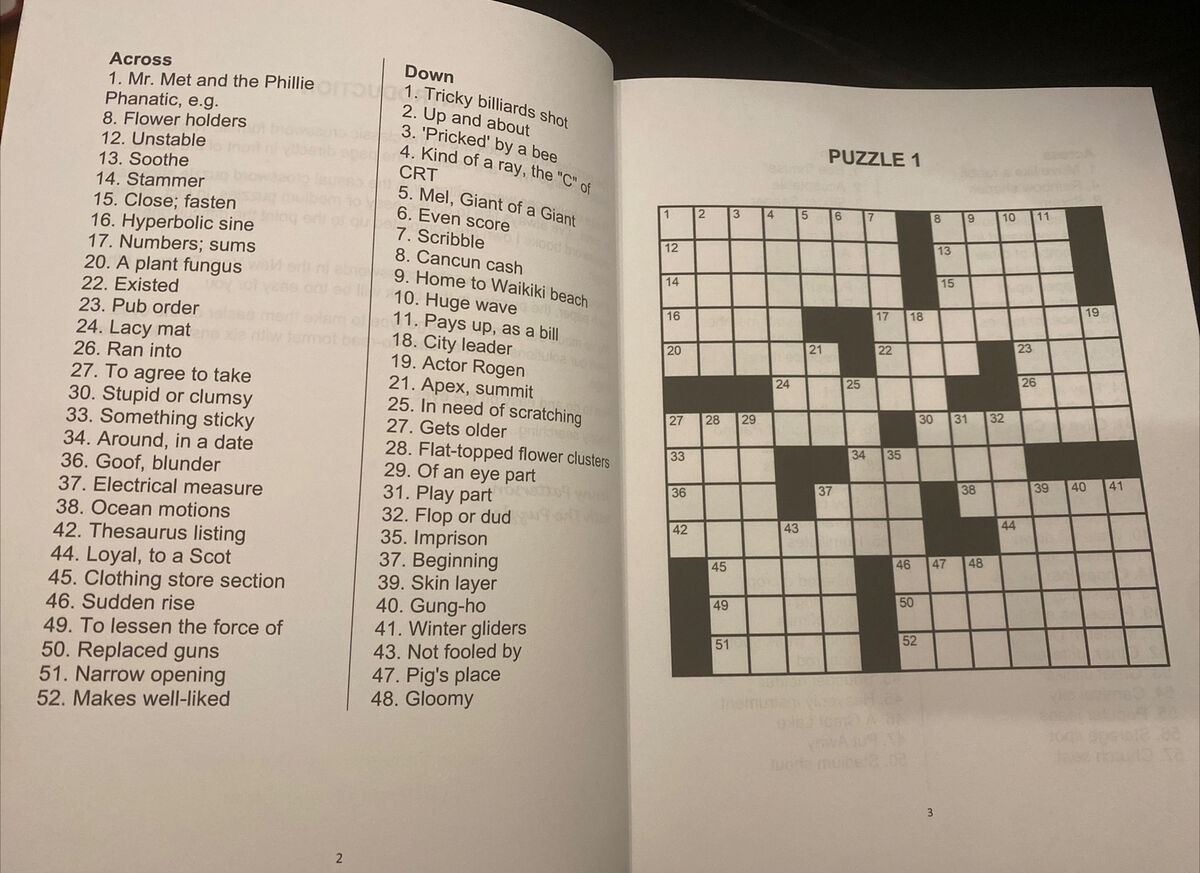 Crossword Puzzle Book Lot LA Times EASY TO READ CROSSWORD PUZZLES FOR ADULTS LARGE PRINT MEDIUM LEVEL NEW 