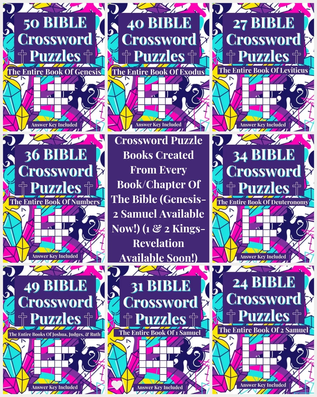 Crossword Puzzle Books Created From Every Book chapter Of The Bible genesis 2 Samuel Available Now 1 2 Kings revelation Available Soon Etsy