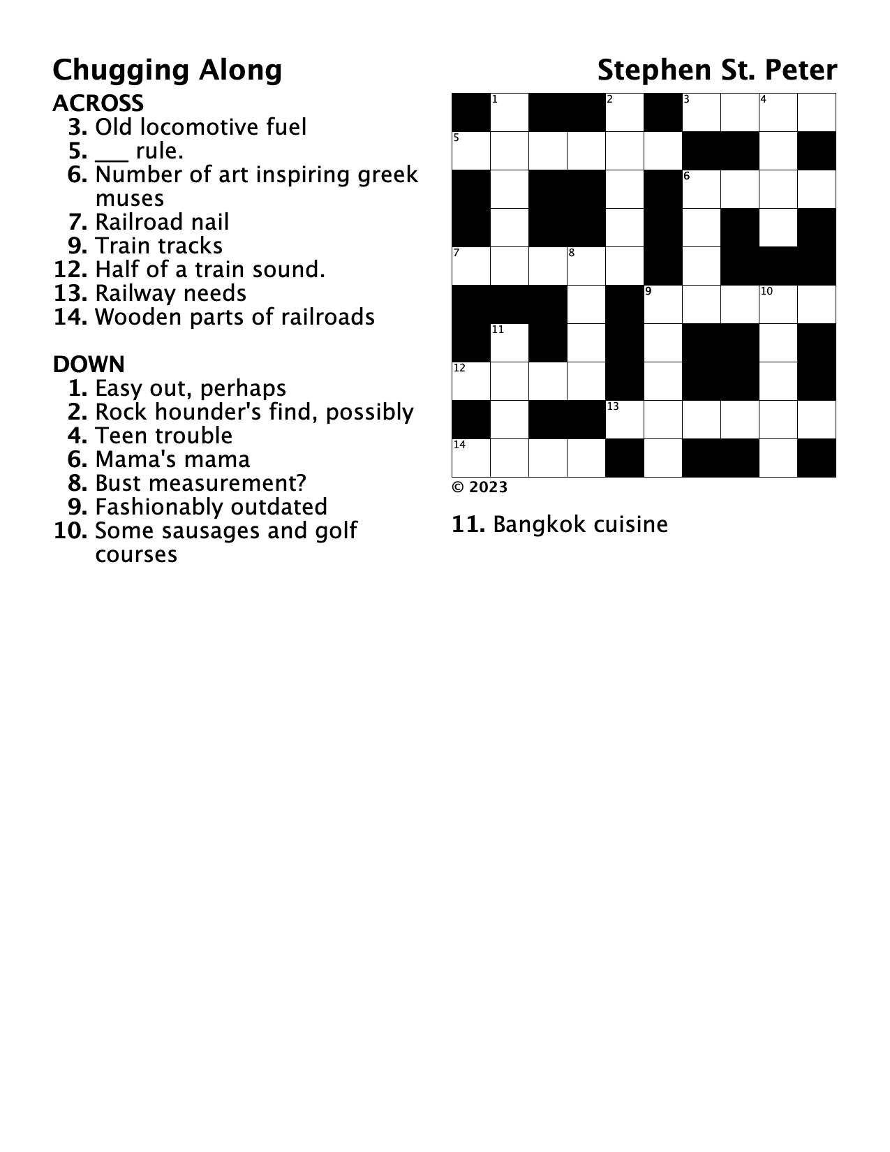 Crossword Puzzle chugging Along THE OGDENITE