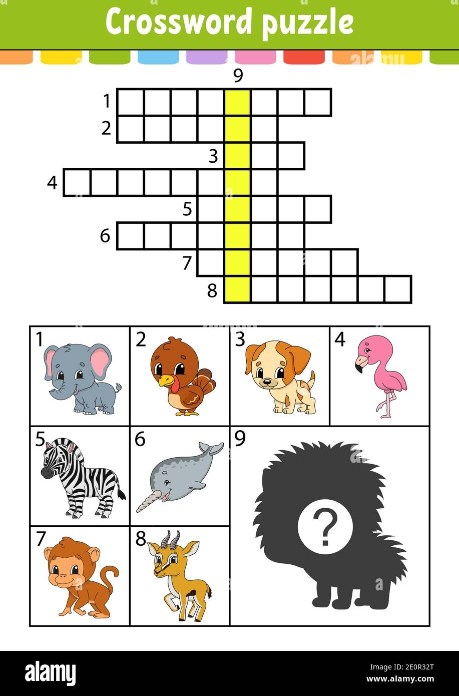 Crossword Puzzle Education Developing Worksheet Activity Page For Study English With Color Pictures Game For Children Isolated Vector Illustratio Stock Vector Image U0026 Art Alamy
