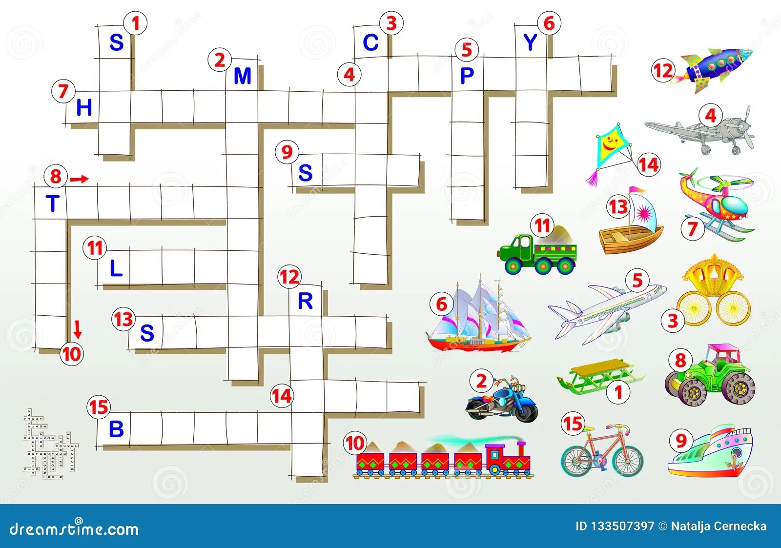 Crossword Puzzle Game With Transport Educational Page For Children For Study English Words Vector Cartoon Image Stock Vector Illustration Of Book Frame 133507397