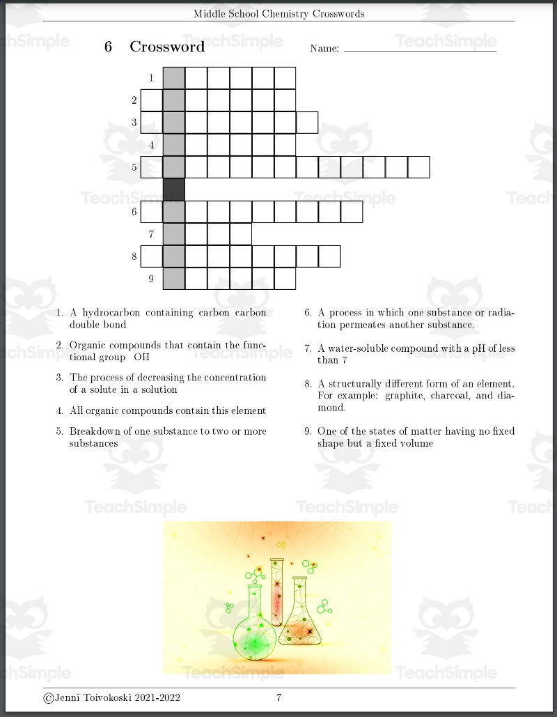 Chemistry Crossword Puzzles