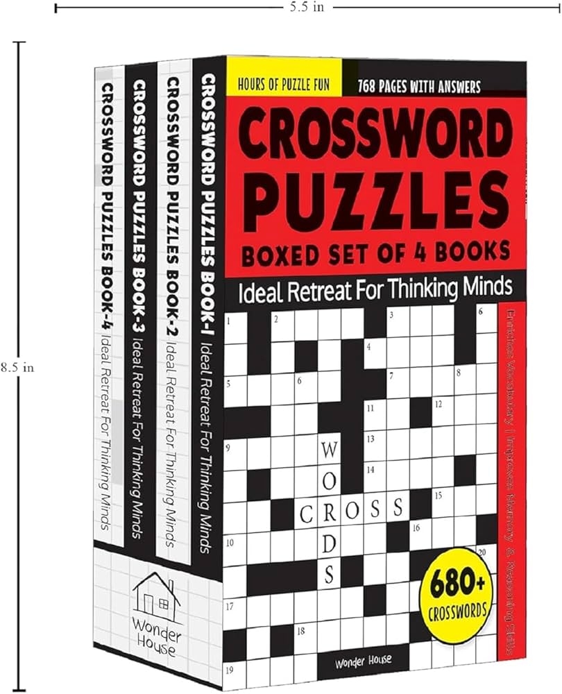 Crossword Puzzles Boxed Set 4 Books 680 Engaging Crossword Page Count 768 8000 Words For Vocabulary Building Puzzles With Answer Sheet 