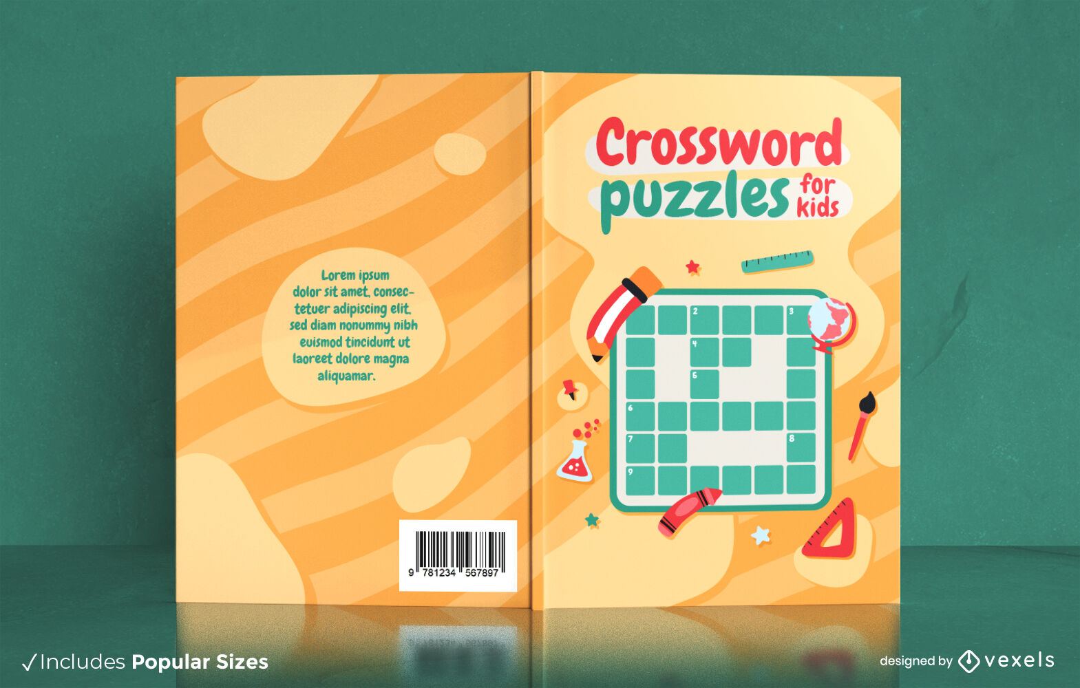 Crossword Puzzles For Kids Book Cover Design Vector Download