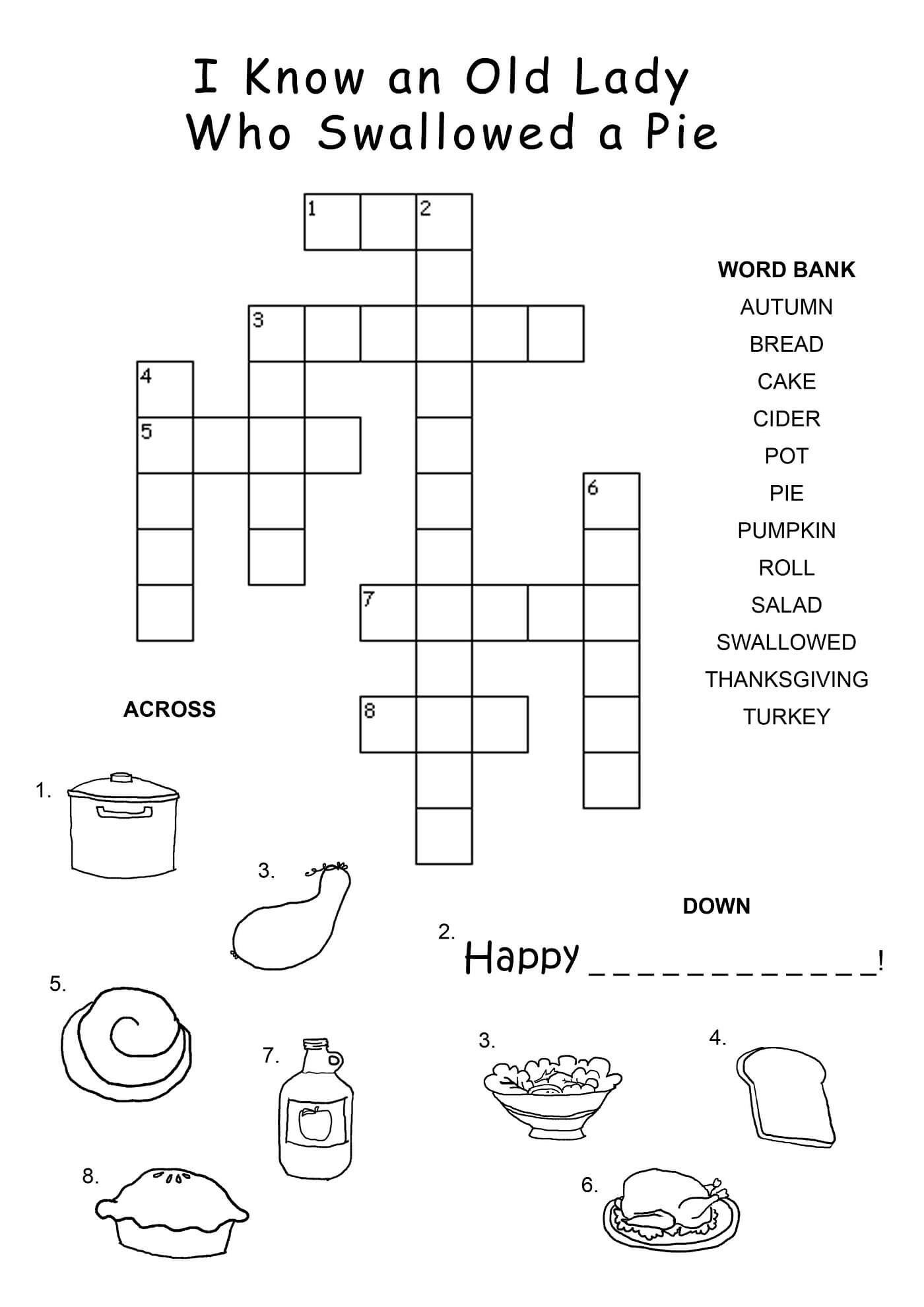 Crossword Puzzles For Kids Printable Coloring Pages FREE