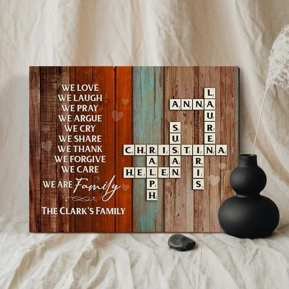 Custom Family Name Crossword Art Canvas Scrabble Family Name 